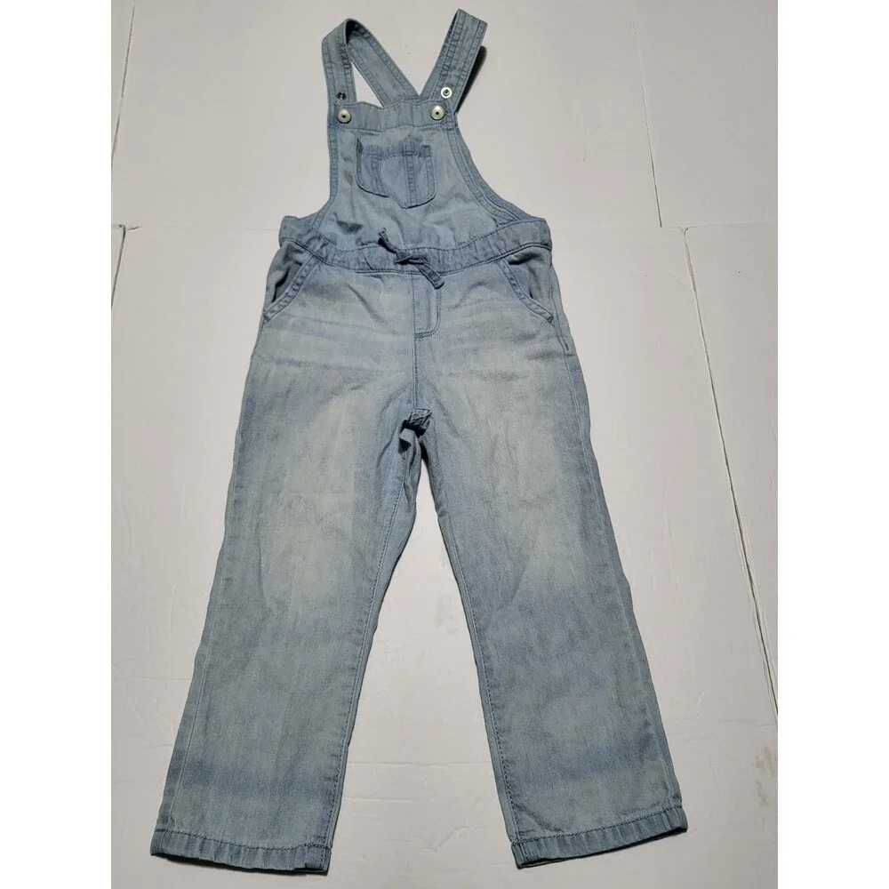 Children’s place Toddler Girls Strap Long Pants Overall Blue Jeans 3T
